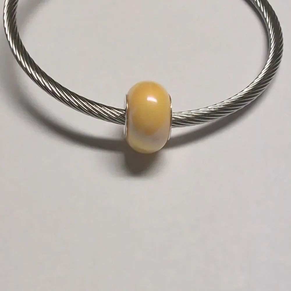 Yellow Pearlesque Charm for Pandora‎ Style Bracelet